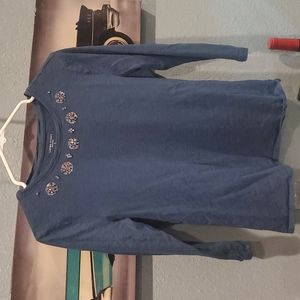 Laura Scott Bedazzled Neckline Blouse